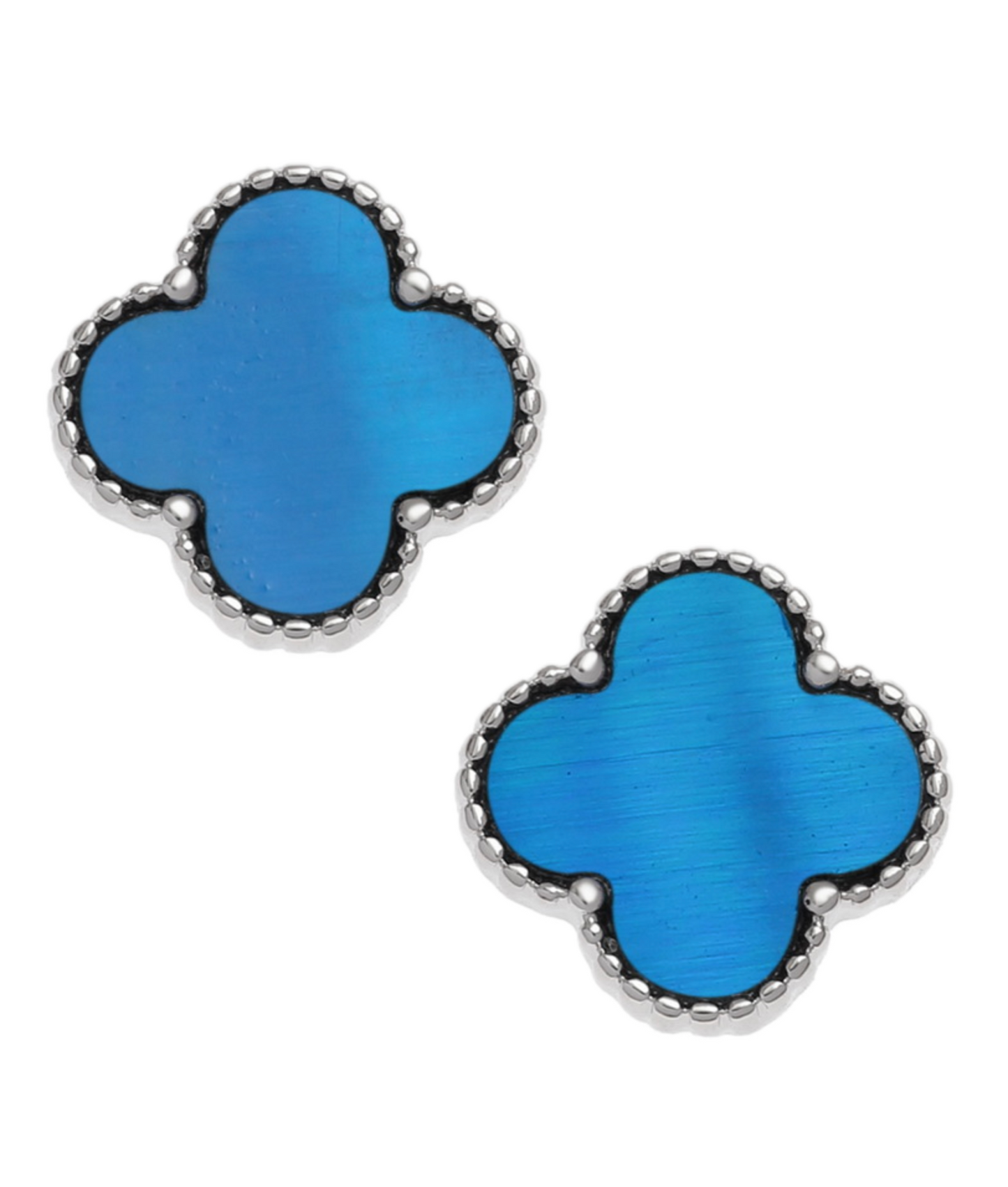 Blue Quatrefoil Earrings