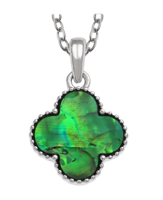 Green Quatrefoil Necklace