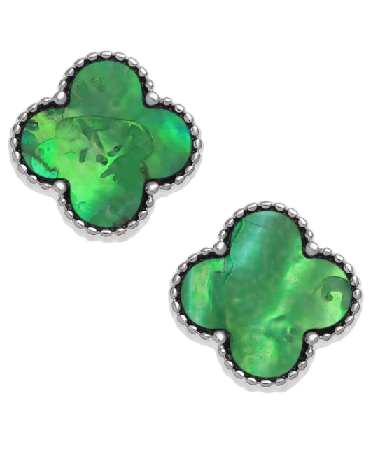 Green Quatrefoil Earrings