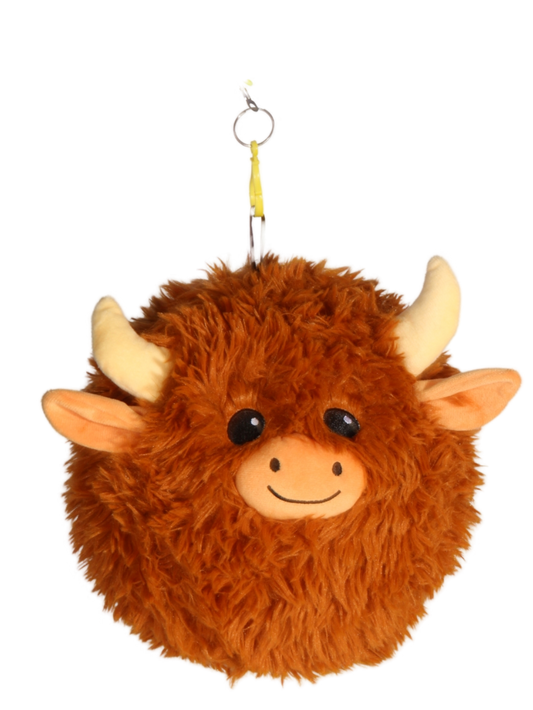 Plush Highland Cow Ball on a Cord
