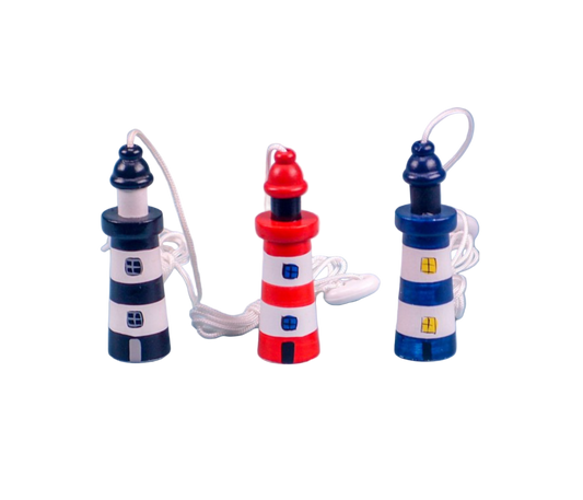 Three lighthouse-shaped pulls