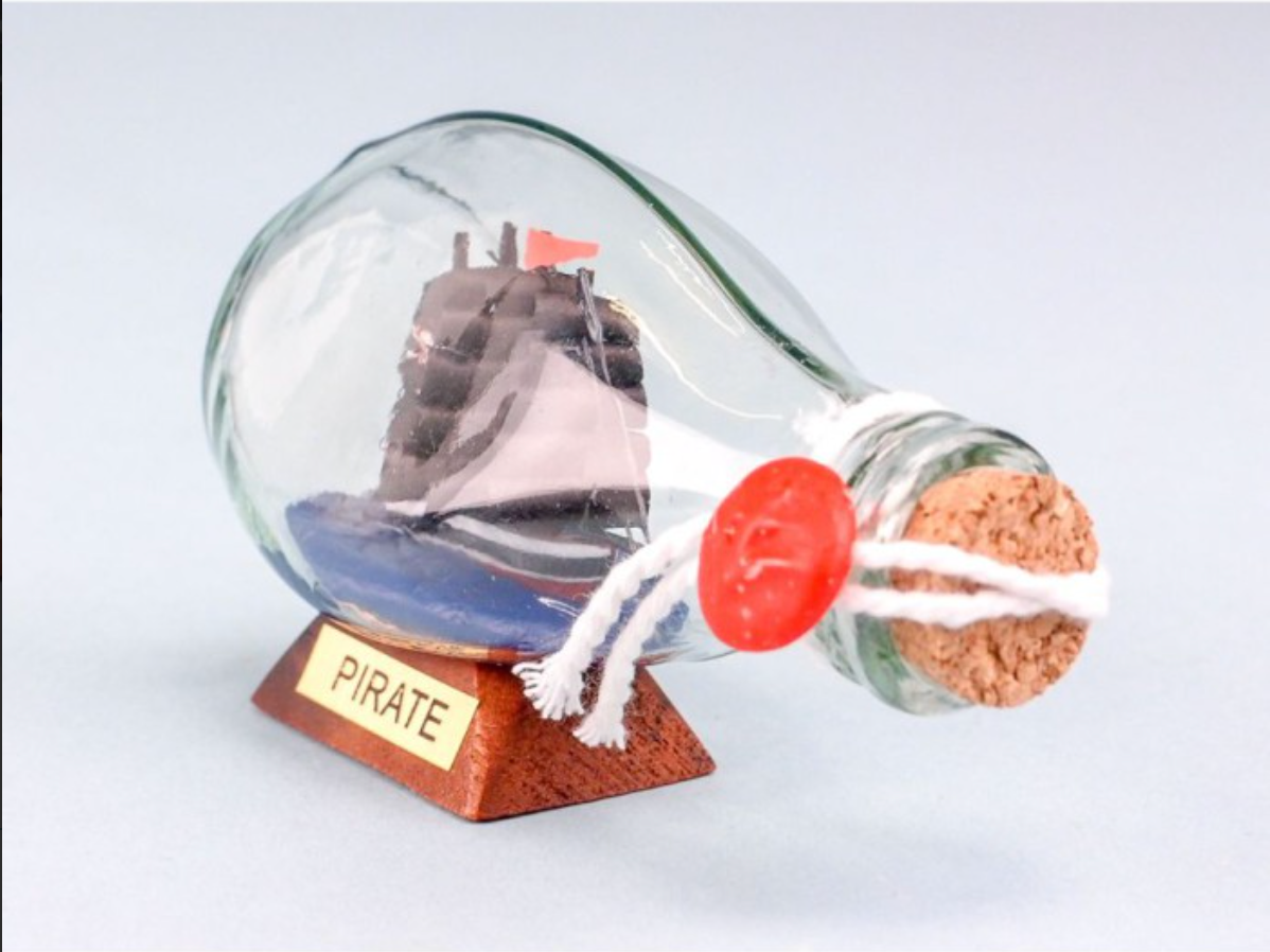 Ship in a Dimple Bottle - Pirate Ship