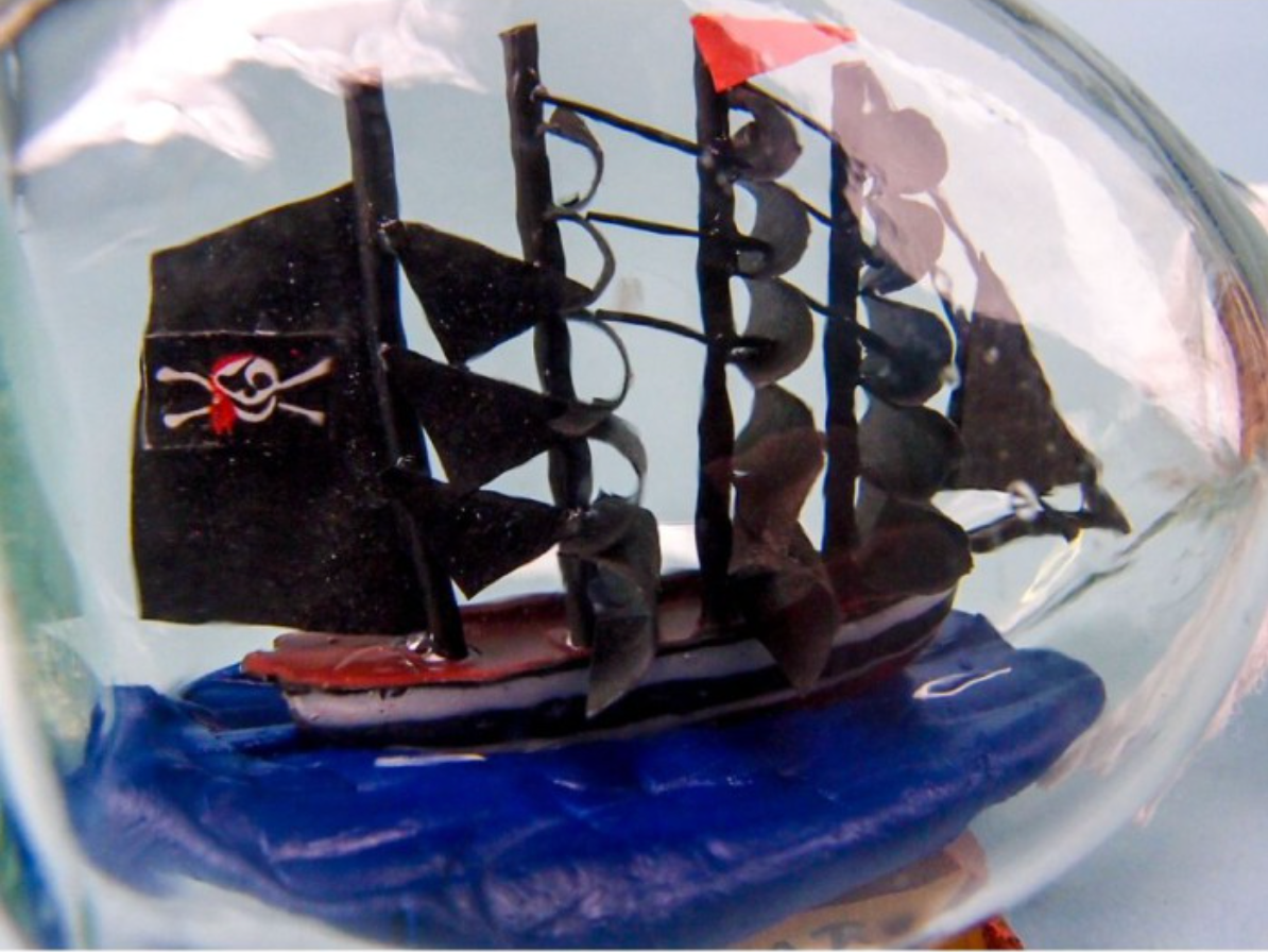 Ship in a Dimple Bottle - Pirate Ship