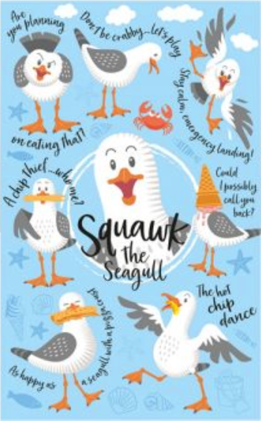 Squawk the Seagull Tea Towel