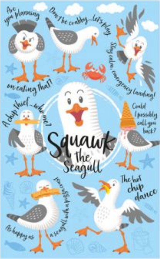 Squawk the Seagull Tea Towel