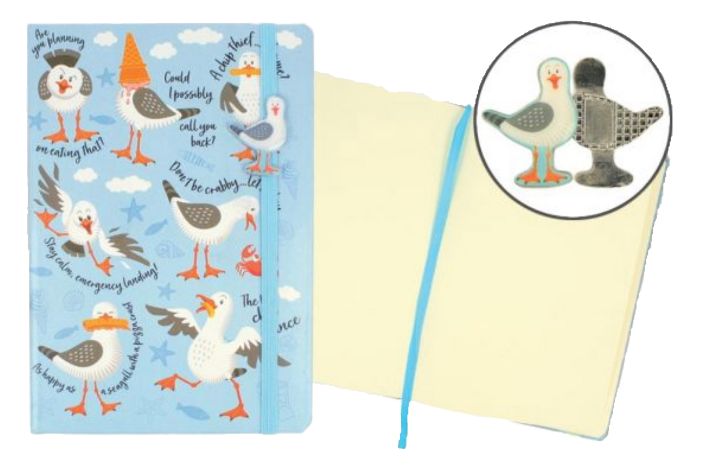 Squawk the Seagull A5 Notebook with Band Charm