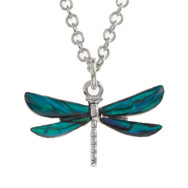 Paua Blue Dragonfly Necklace