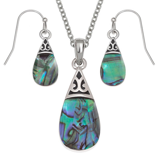 Teardrop necklace and earring set