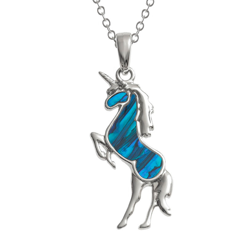 Blue unicorn necklace