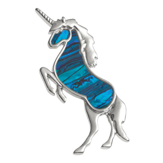 Blue unicorn brooch