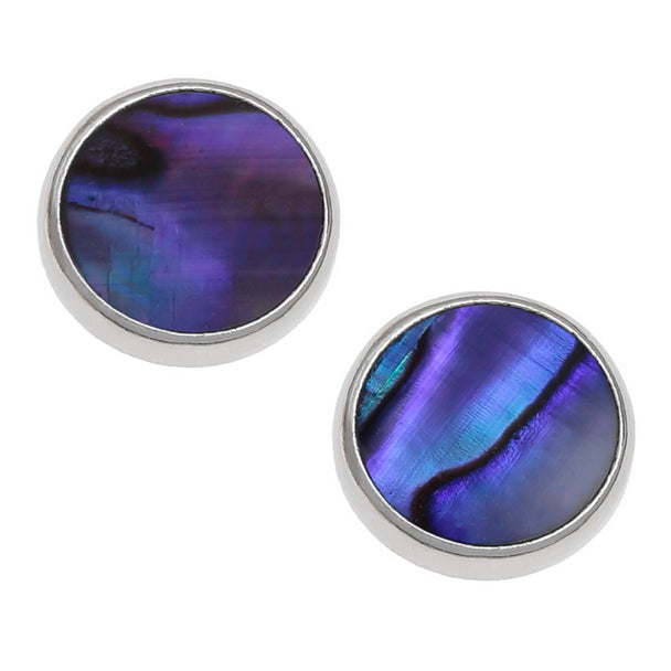 Purple Paua round earrings