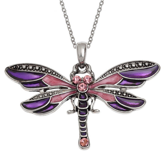 Pink Dragonfly Necklace