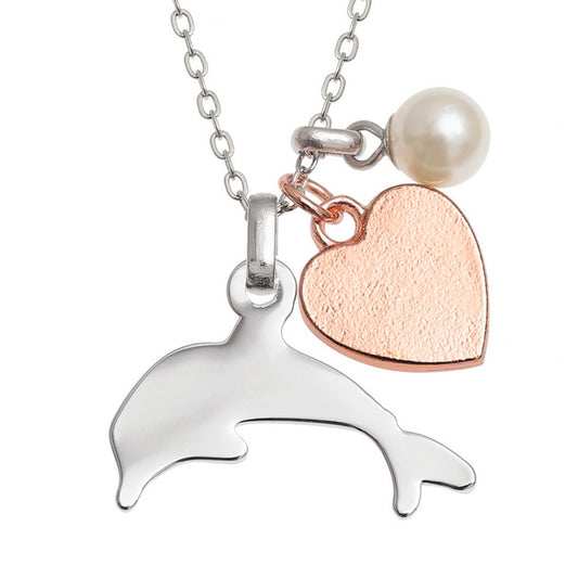 Heart & dolphin necklace