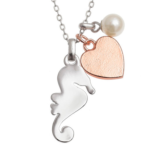 Heart & seahorse necklace