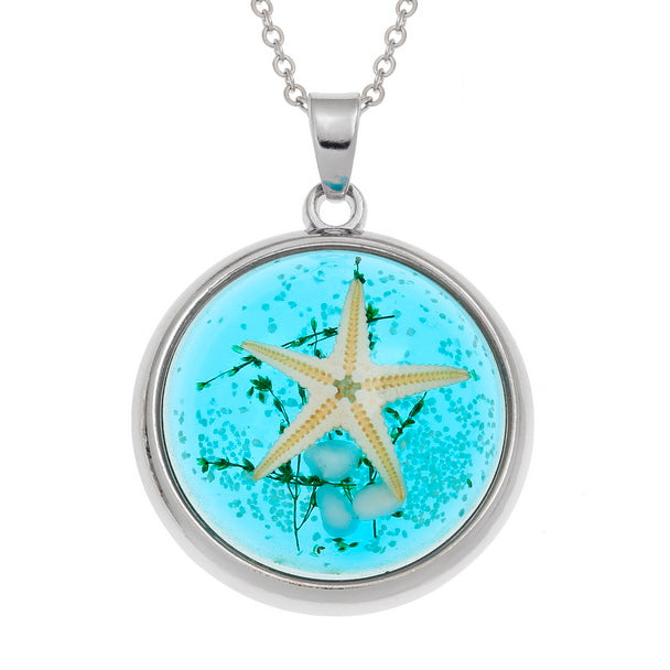 Starfish and seashell Domed necklace