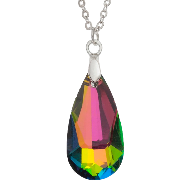 Faceted glass tear drop necklace