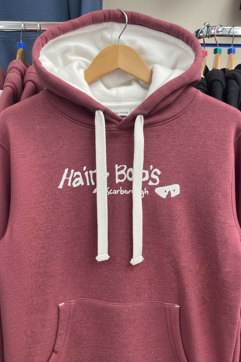 Close-up front shot - Wine Melange hoodie