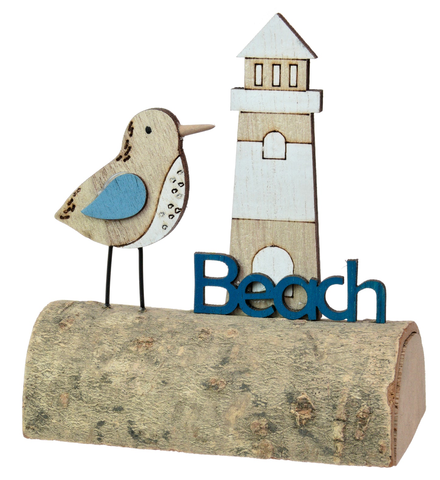 Curlew and Lighthouse Driftwood Decoration