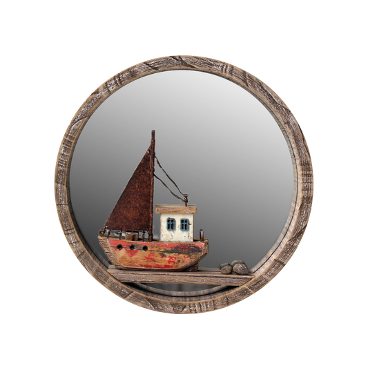 Circular Mirror with Boat